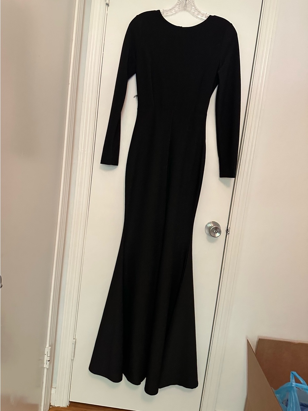 SHEIN Black Long-Sleeve Fitted Maxi Dress